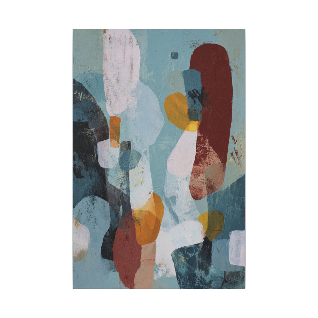 Warm Current – Mid-Century Blue Canvas Wall Art