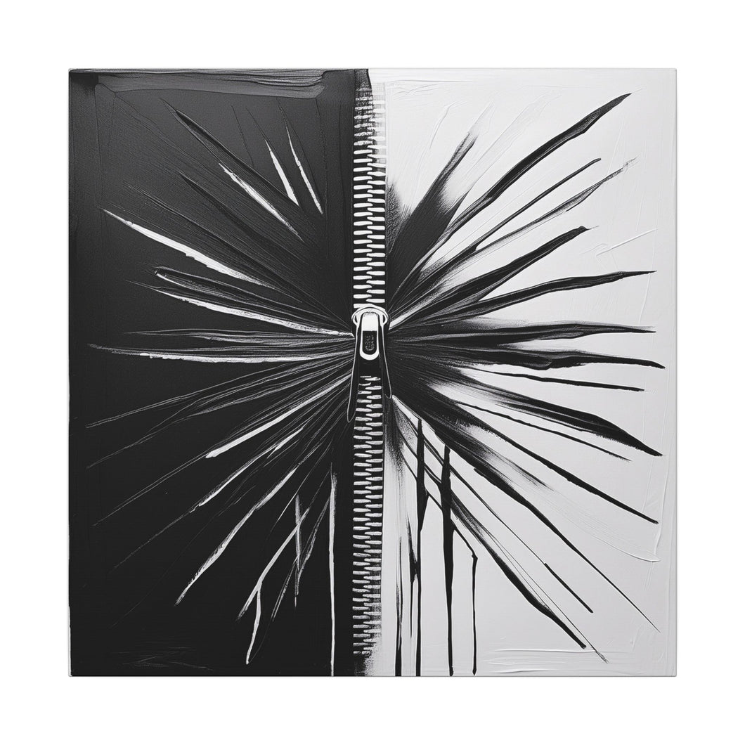 Split Reality Black & White Abstract Canvas Wall Art