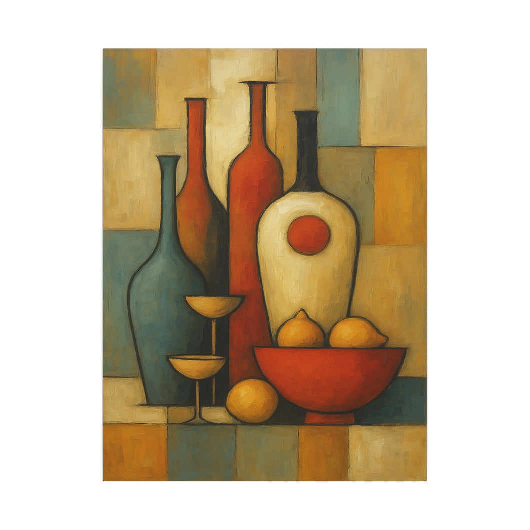 Geometric Still Life with Lemons Canvas Wall Art