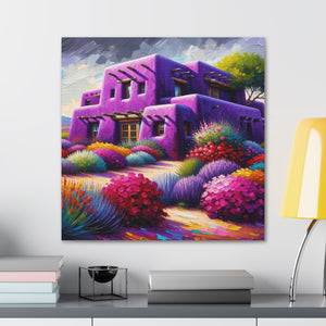 "Desert Mirage: A Purple Oasis" Wall Canvas Art