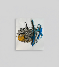 Load image into Gallery viewer, Abstract art with black, gray, and blue on a white background
