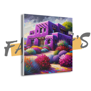 "Desert Mirage: A Purple Oasis" Wall Canvas Art