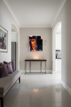 Load image into Gallery viewer, purple, blue, black orange abstract canvas wall art
