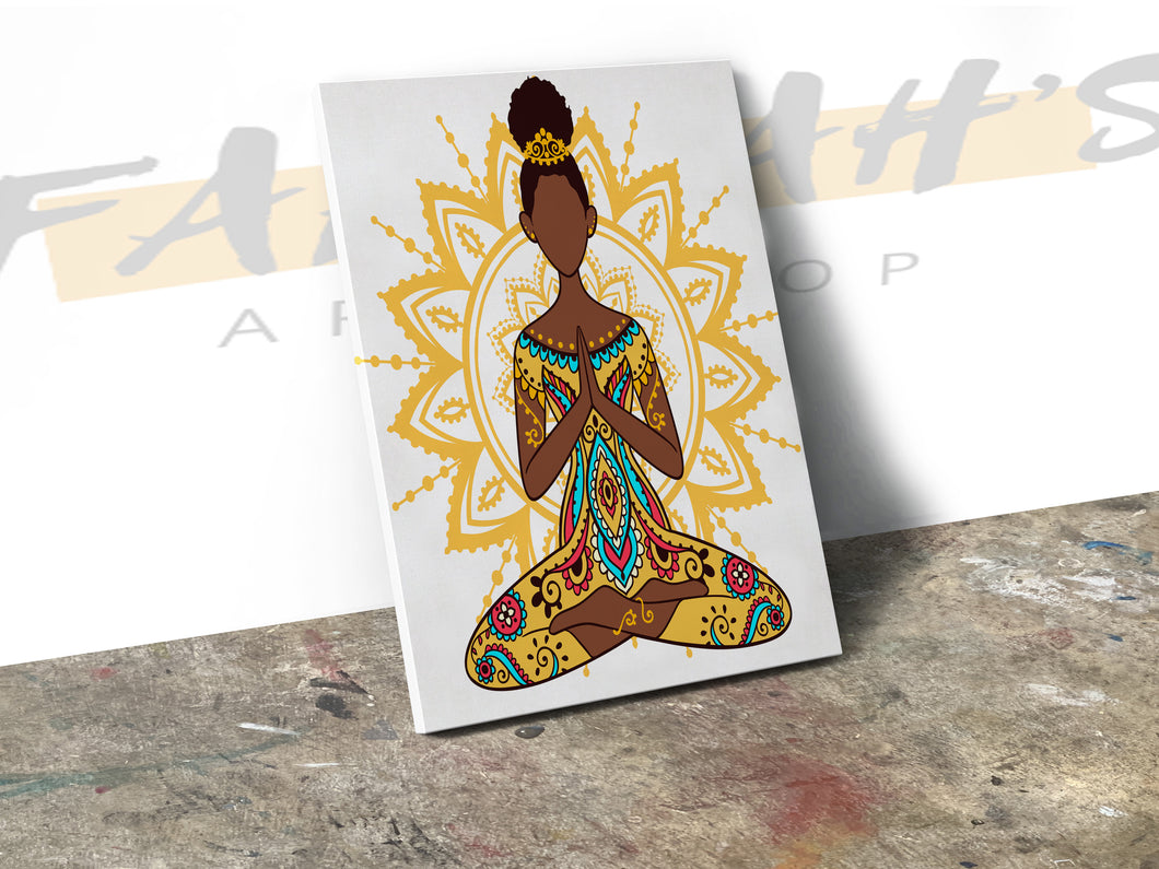 Golden Zen BlackGirl Yoga Art